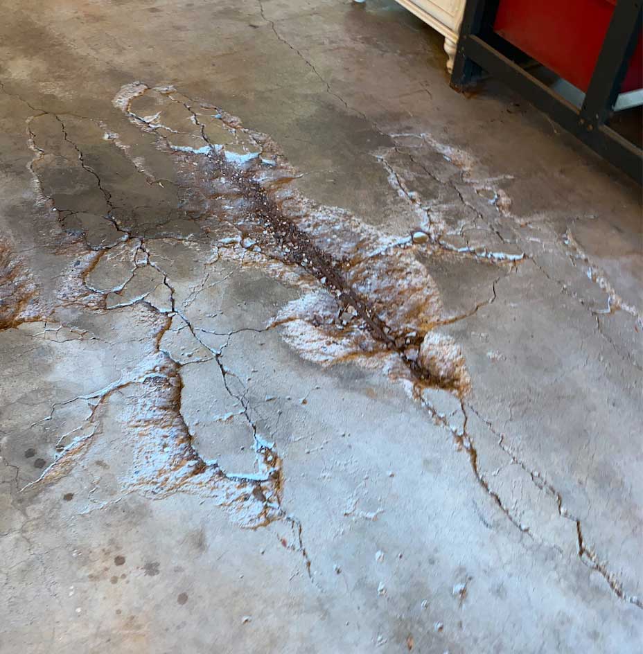 Garage floor spalling and cracks