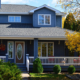 A beautiful suburban American home with a front porch